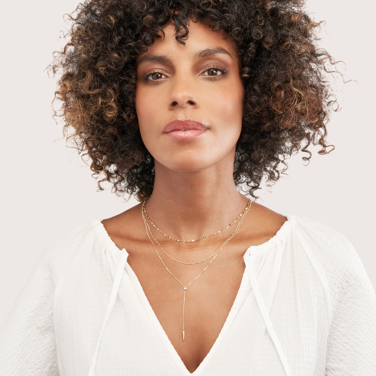 Diamond Multi Layered Lariat Spike Necklace 14K Yellow Gold
