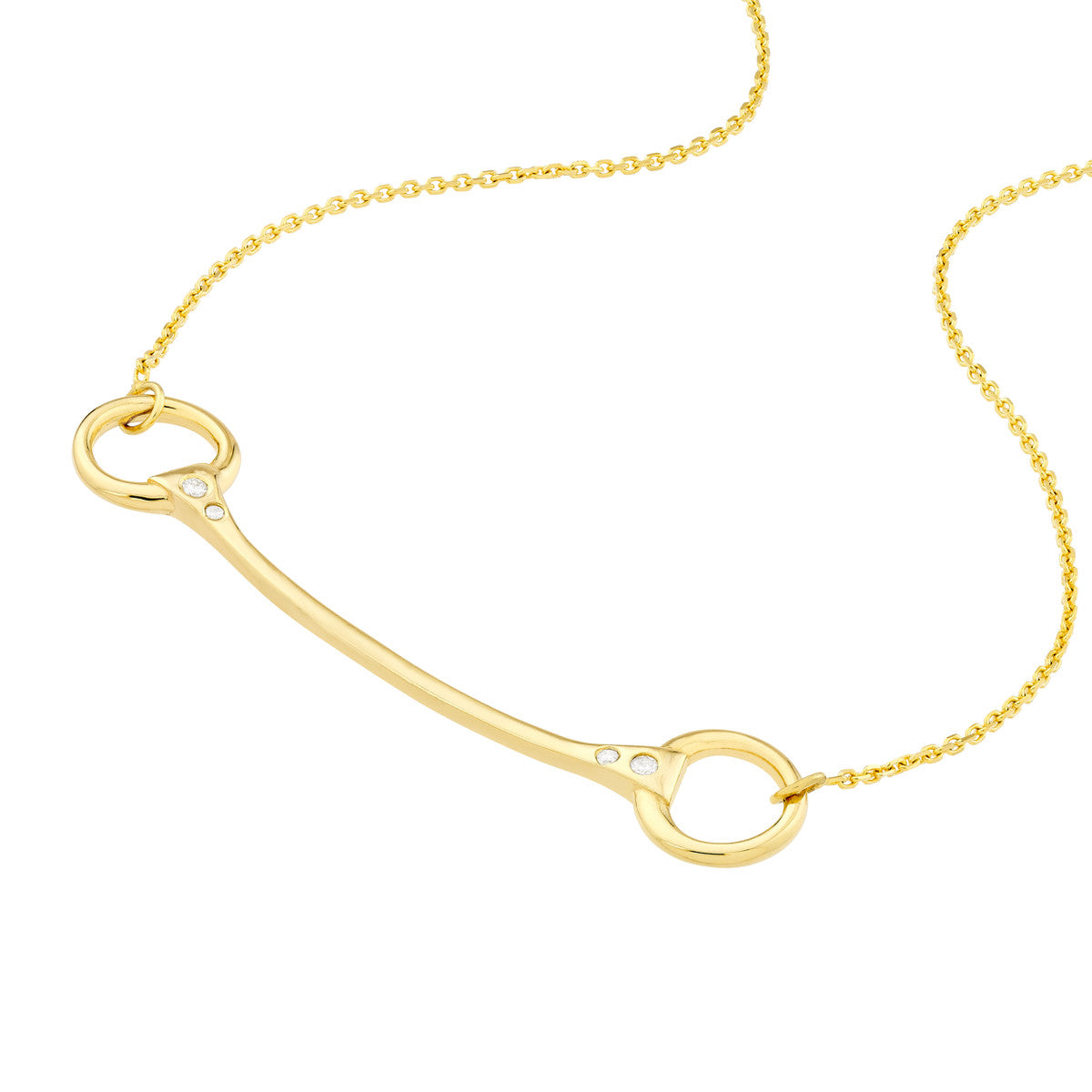 Diamond Horse Bit Station Necklace 14K Yellow Gold