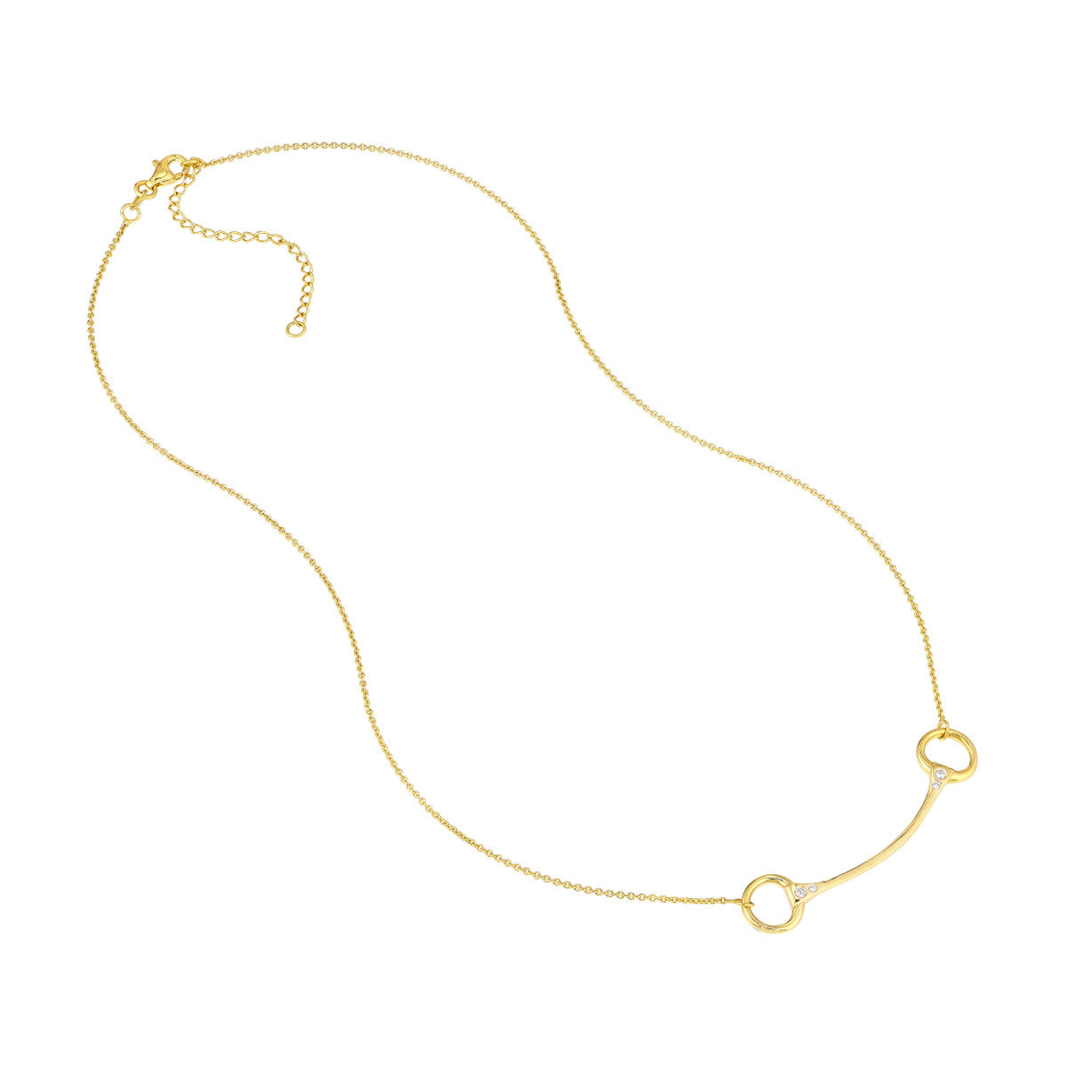 Diamond Horse Bit Station Necklace 14K Yellow Gold