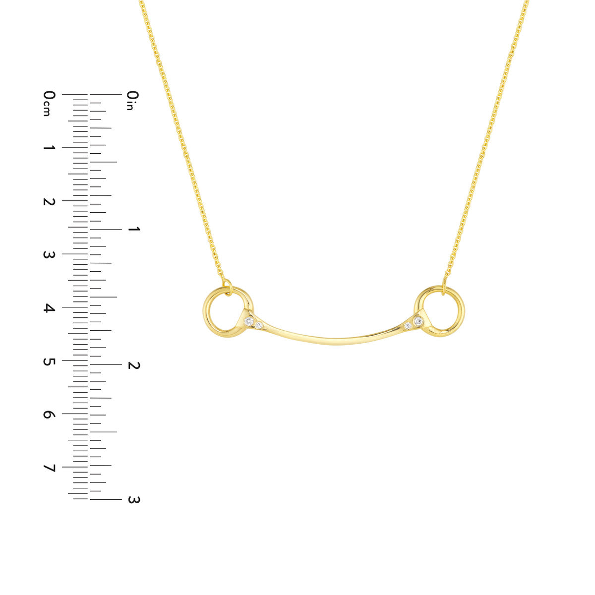 Diamond Horse Bit Station Necklace 14K Yellow Gold