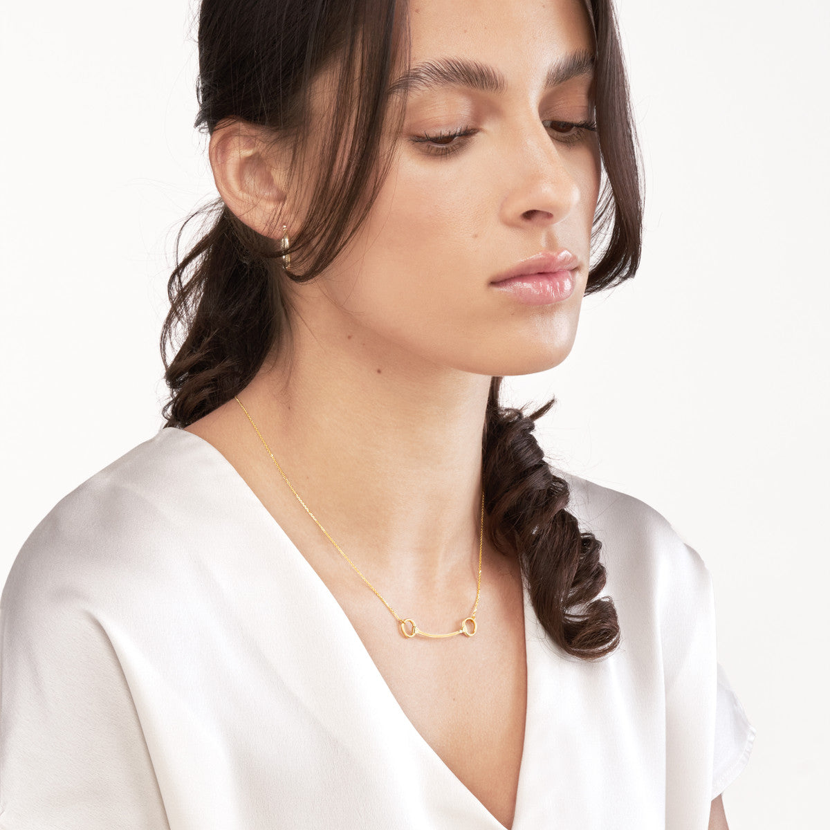 Diamond Horse Bit Station Necklace 14K Yellow Gold