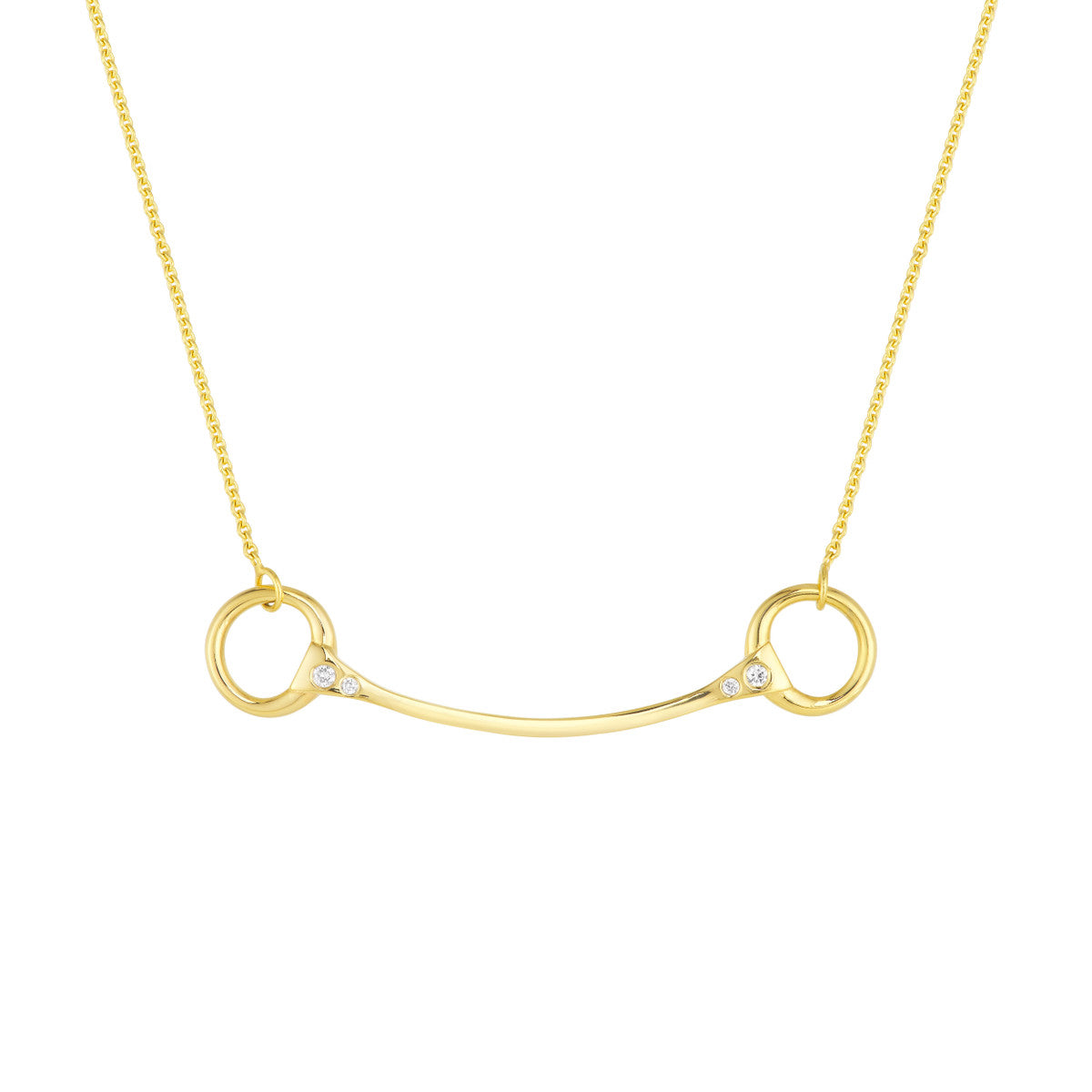 Diamond Horse Bit Station Necklace 14K Yellow Gold