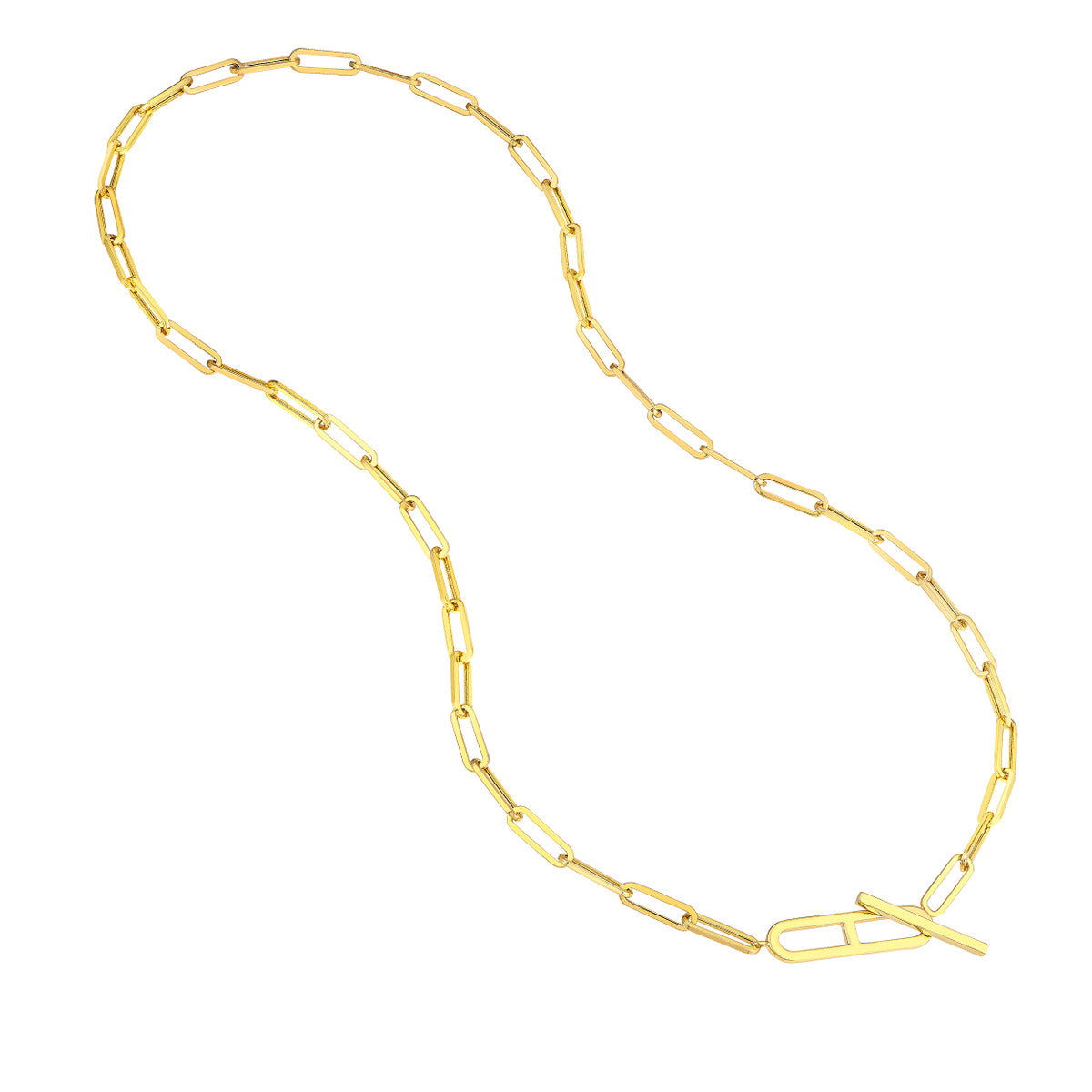 Paper Clip Toggle Necklace 14K Yellow Gold