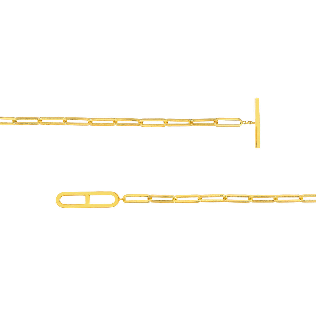 Paper Clip Toggle Necklace 14K Yellow Gold