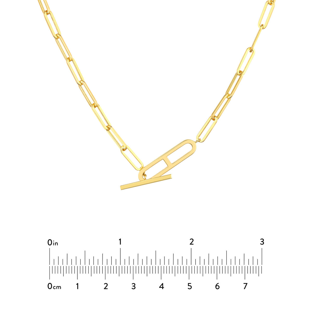 Paper Clip Toggle Necklace 14K Yellow Gold