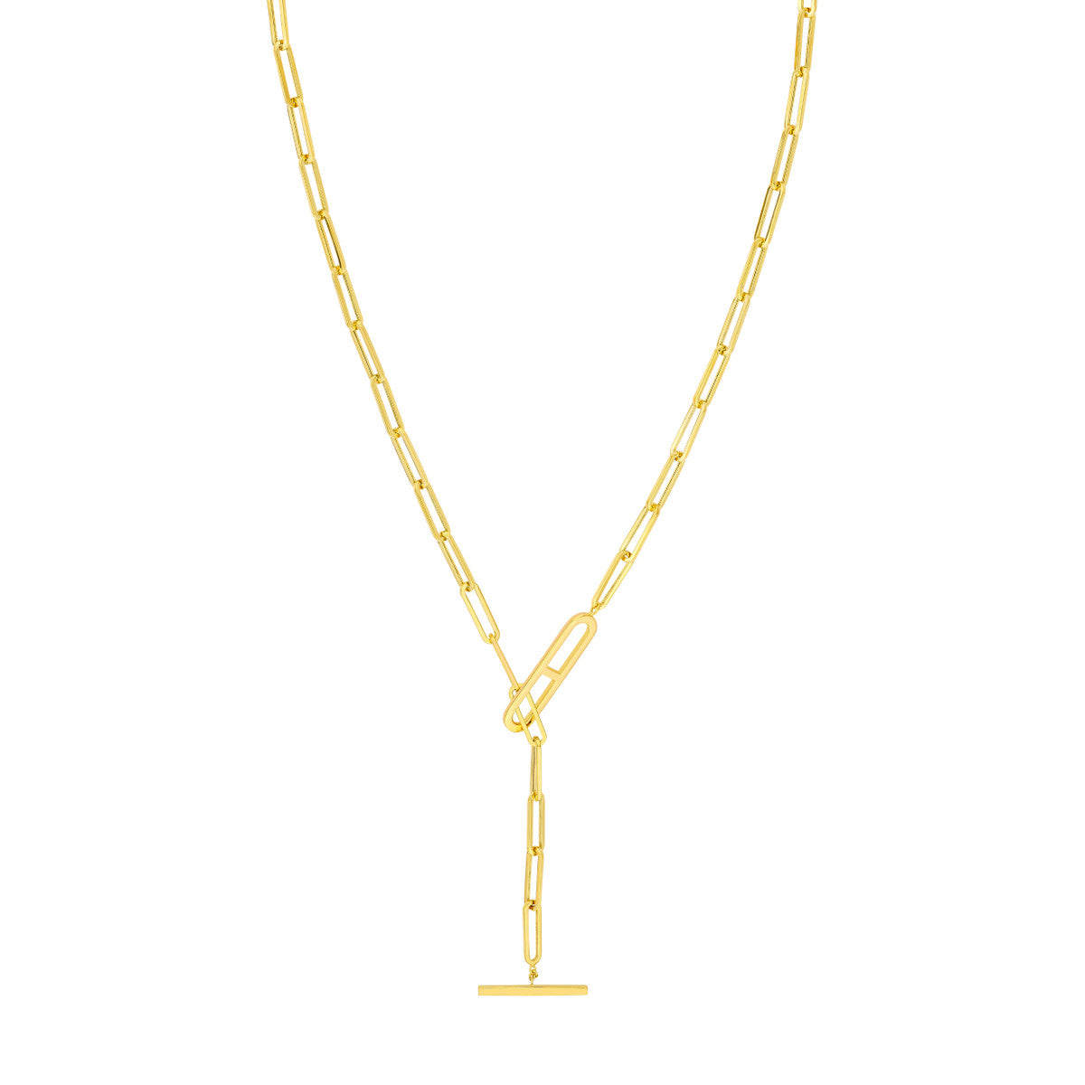 Paper Clip Toggle Necklace 14K Yellow Gold