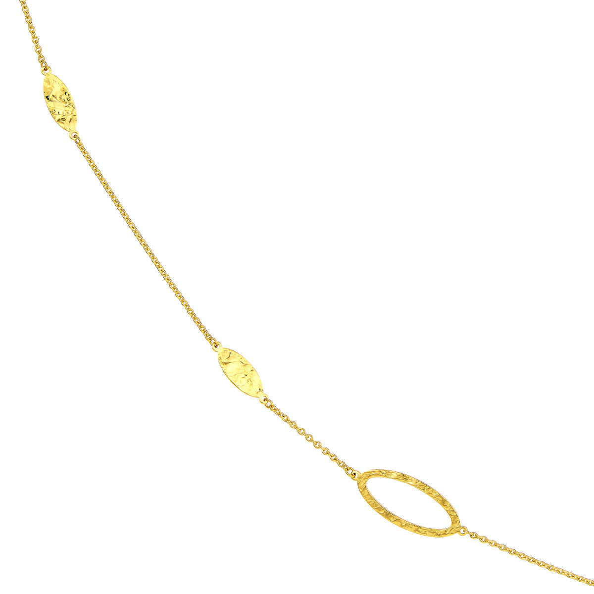 Long and Lovely D/C Mix Links Necklace 14K Yellow Gold
