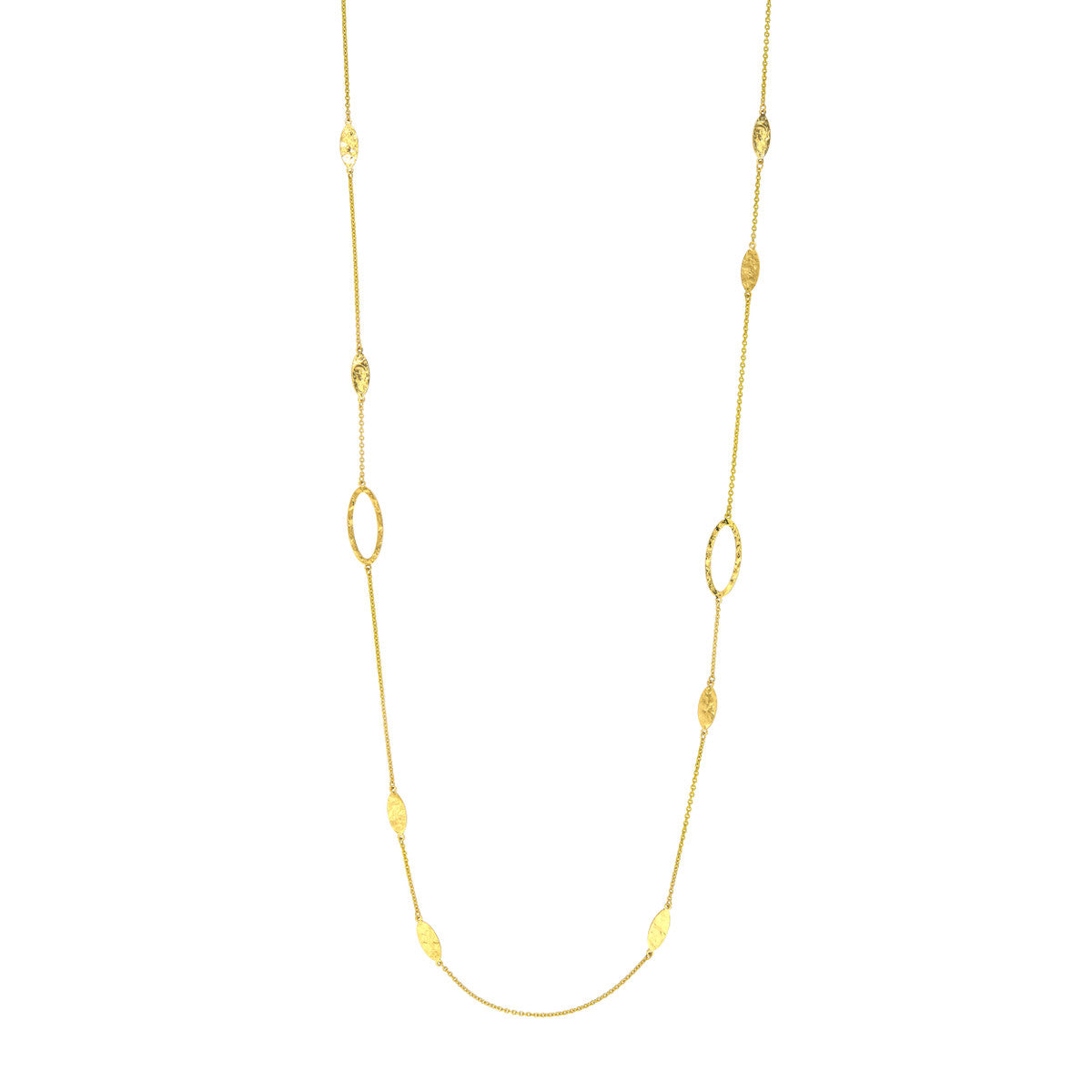 Long and Lovely D/C Mix Links Necklace 14K Yellow Gold