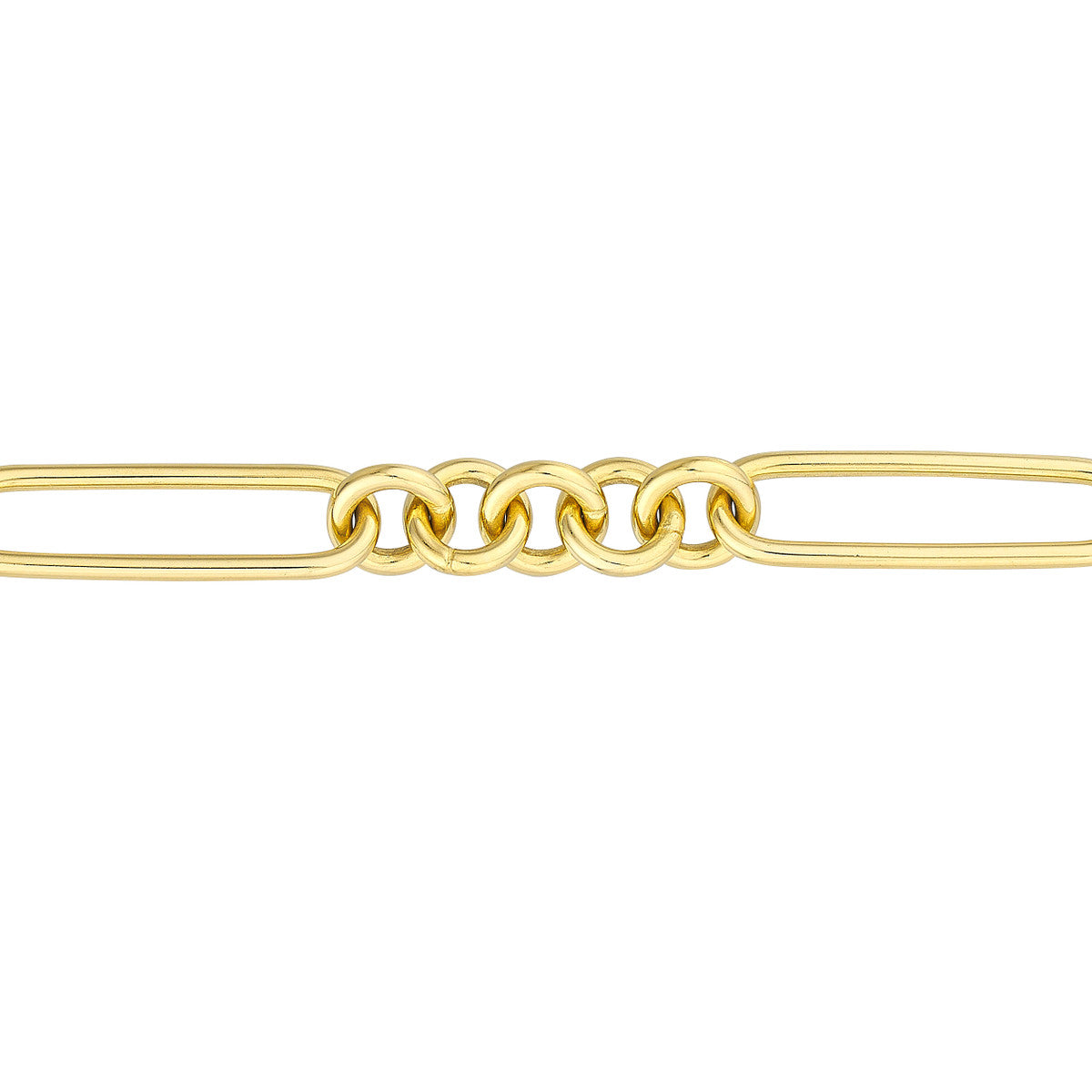 5+1 Round Paper Clip Bracelet 14K Yellow Gold