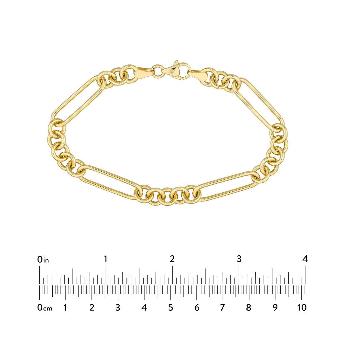 5+1 Round Paper Clip Bracelet 14K Yellow Gold