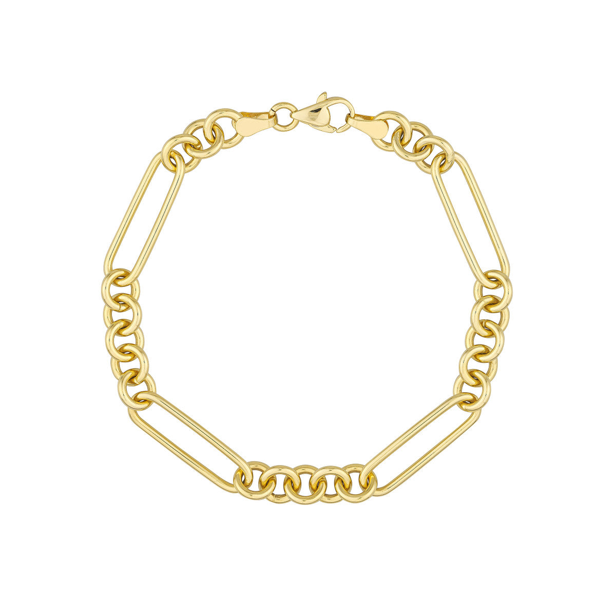 5+1 Round Paper Clip Bracelet 14K Yellow Gold