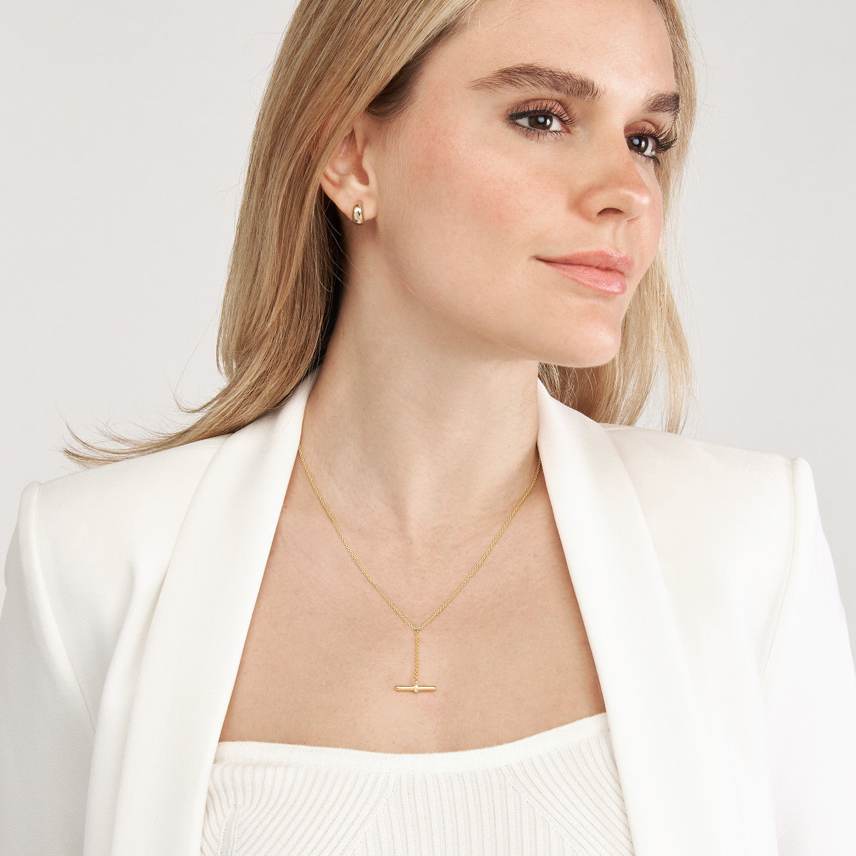 Diamond Toggle Lariat Necklace 14K Yellow Gold