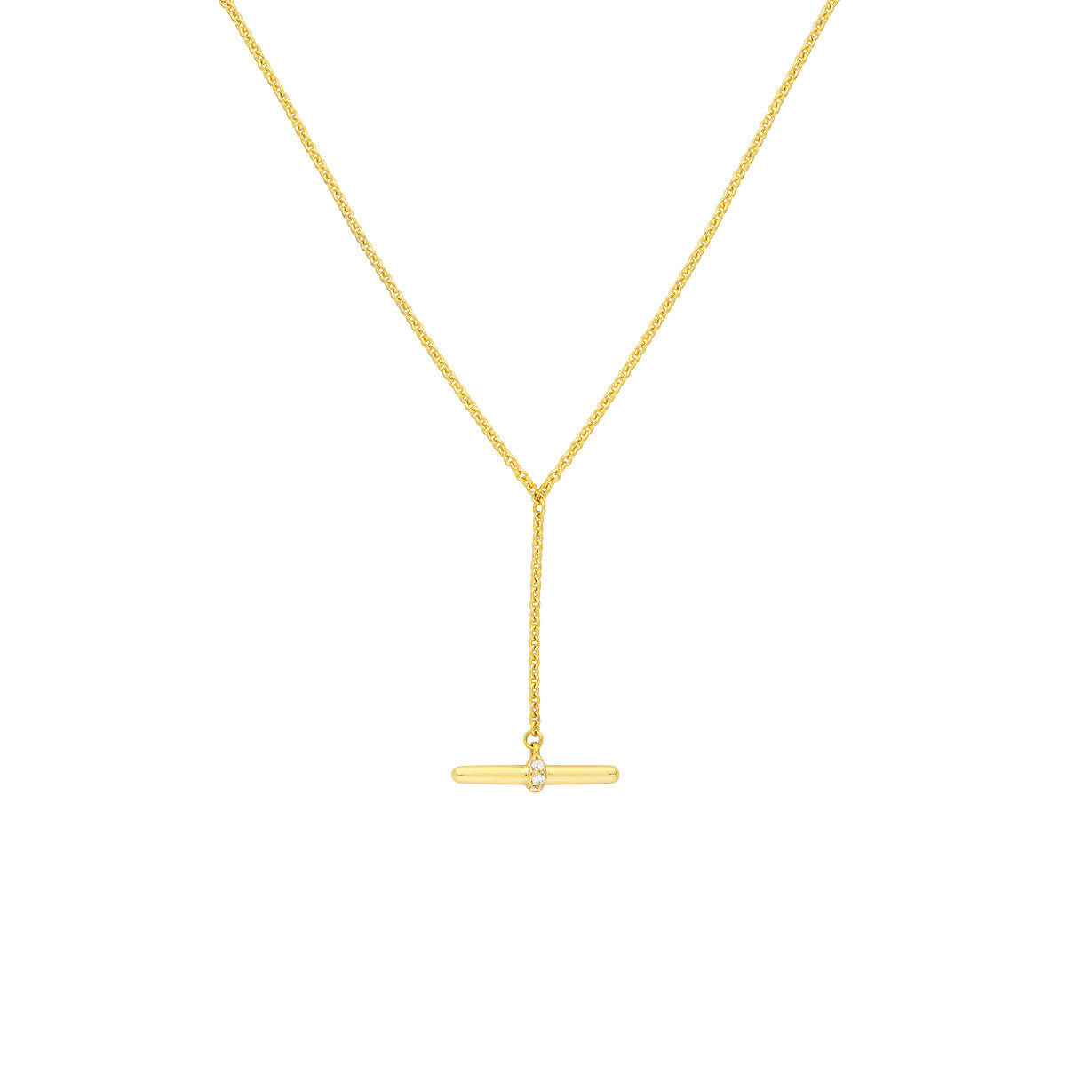 Diamond Toggle Lariat Necklace 14K Yellow Gold