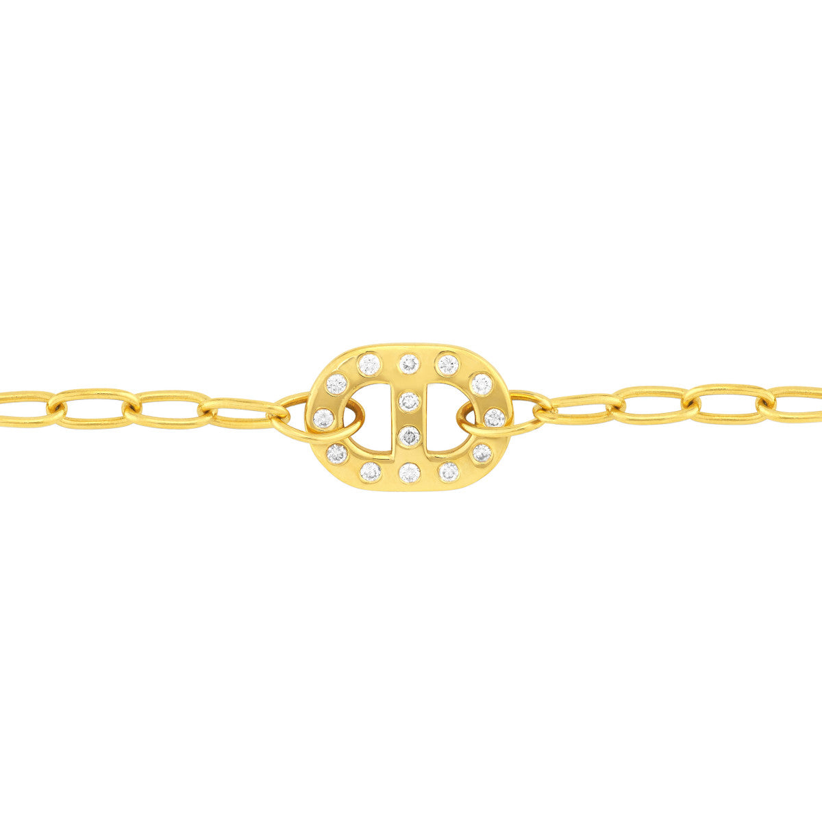 Flat Mariner Diamond Link and Forzentina Bracelet 14K Yellow Gold