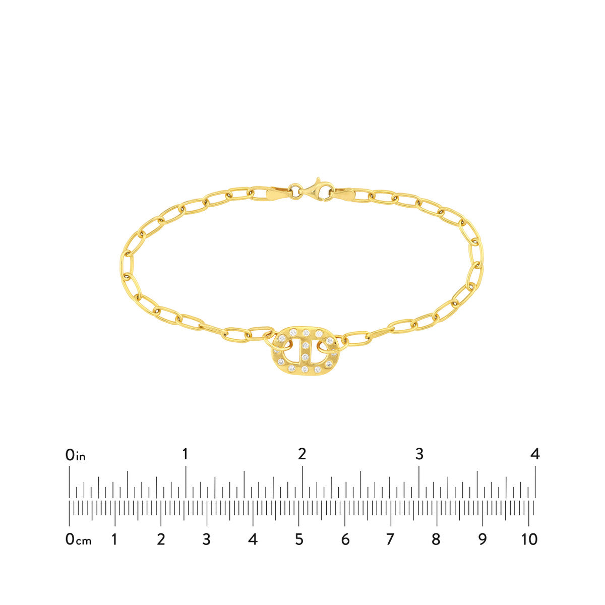 Flat Mariner Diamond Link and Forzentina Bracelet 14K Yellow Gold