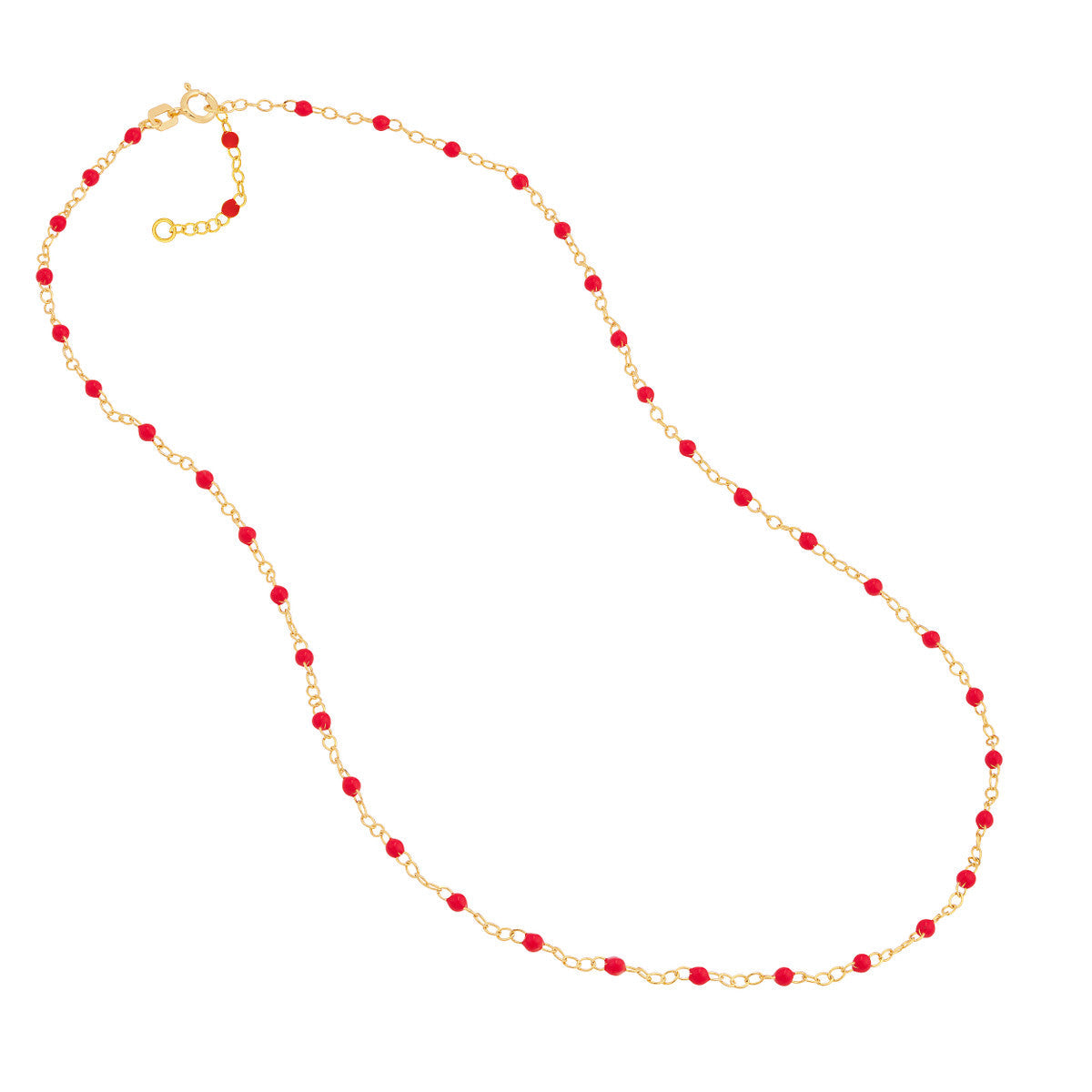 Enamel Bead Piatto Chain 14K Yellow Gold
