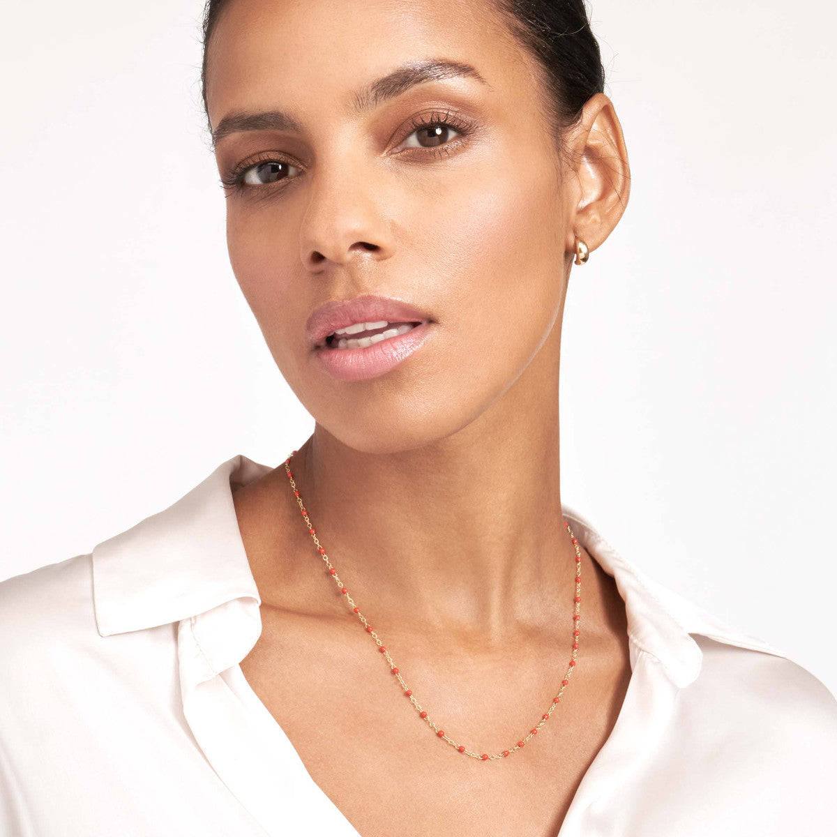 Enamel Bead Piatto Chain 14K Yellow Gold