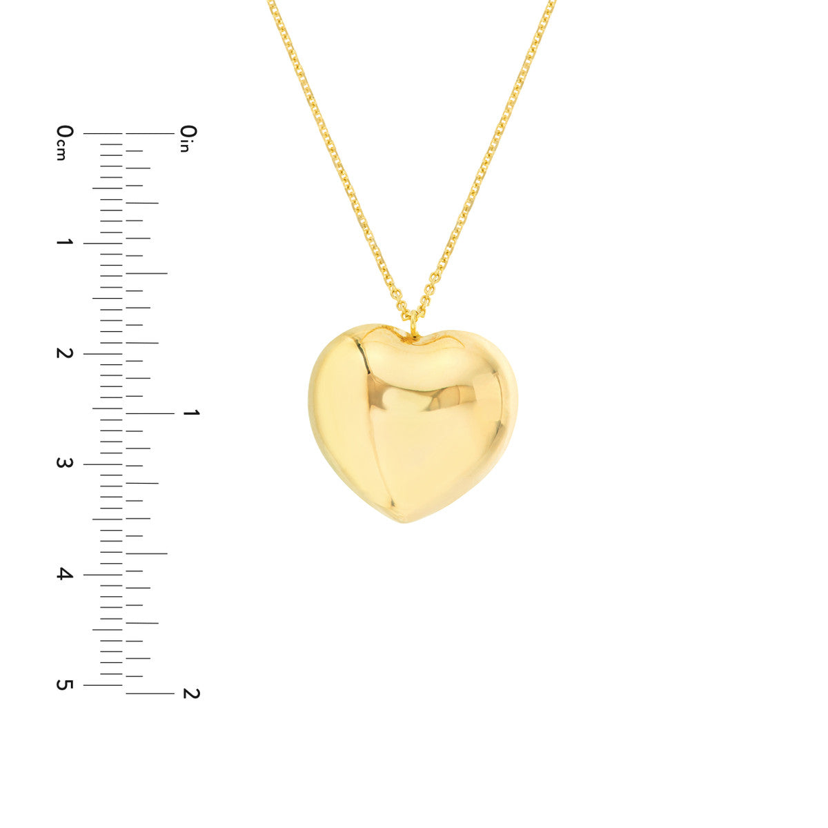 Large Puff Heart Necklace 14K Yellow Gold