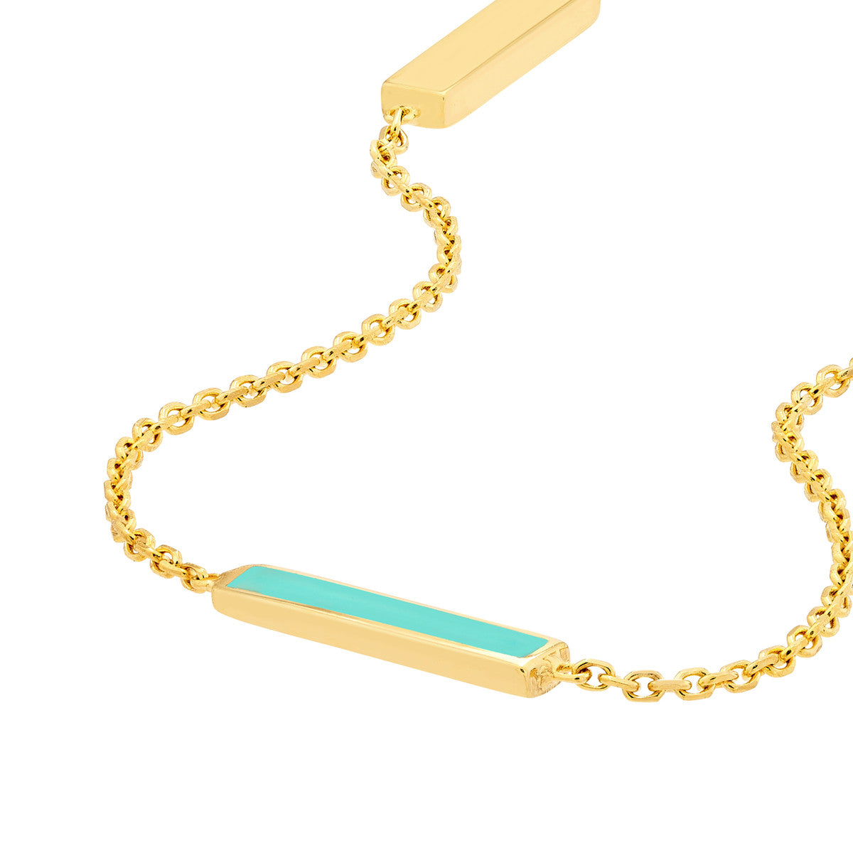 Enamel Alternating Bar Anklet 14K Yellow Gold