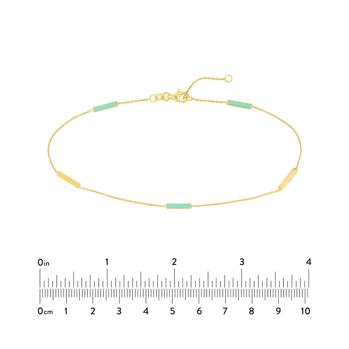 Enamel Alternating Bar Anklet 14K Yellow Gold