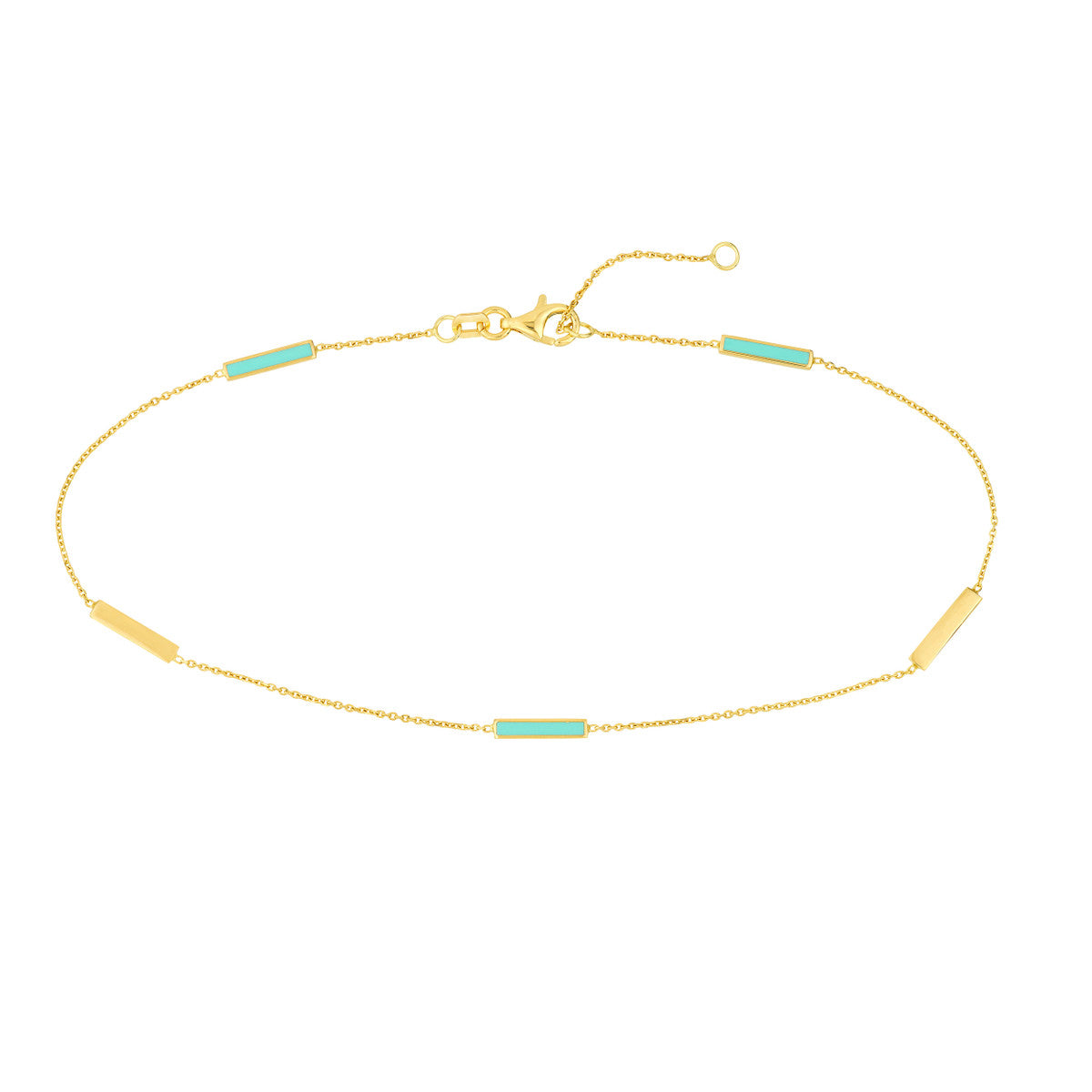 Enamel Alternating Bar Anklet 14K Yellow Gold