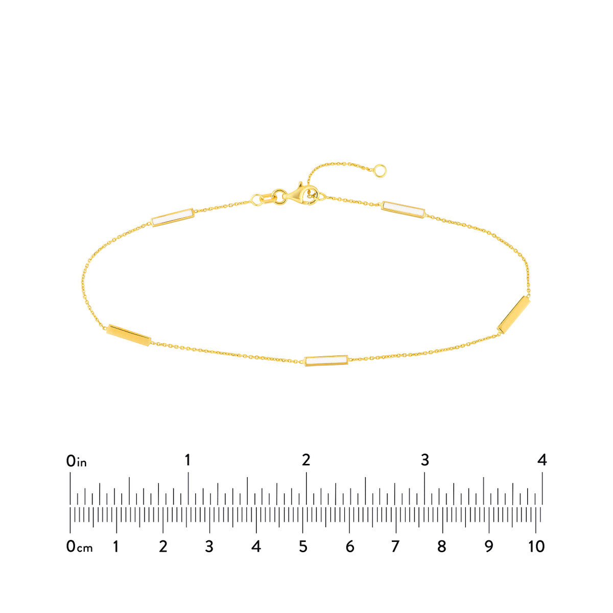 Enamel Alternating Bar Anklet 14K Yellow Gold