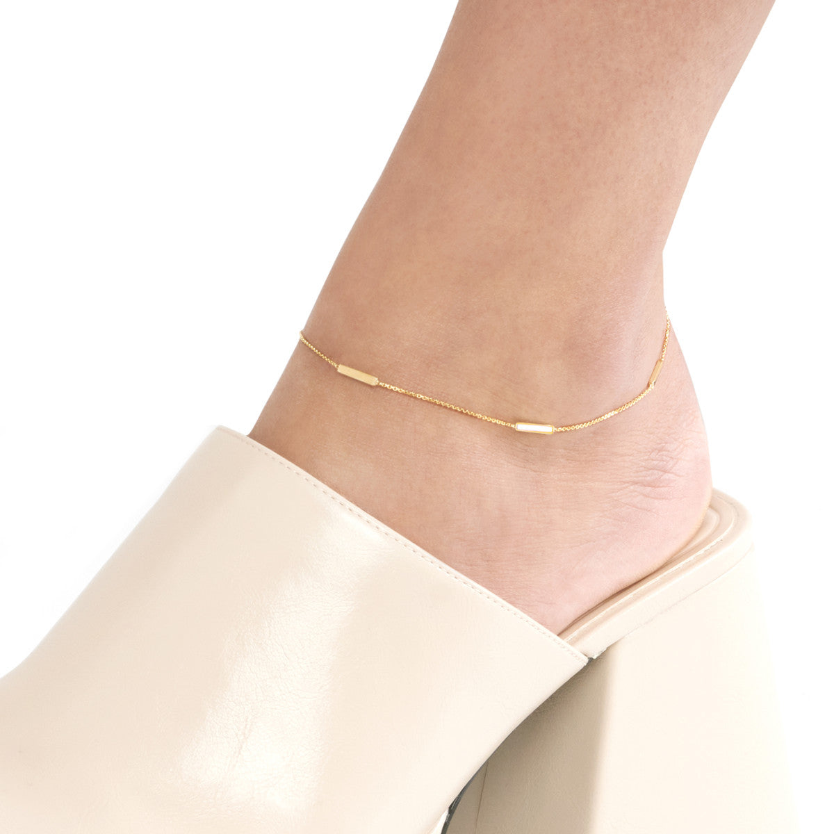Enamel Alternating Bar Anklet 14K Yellow Gold
