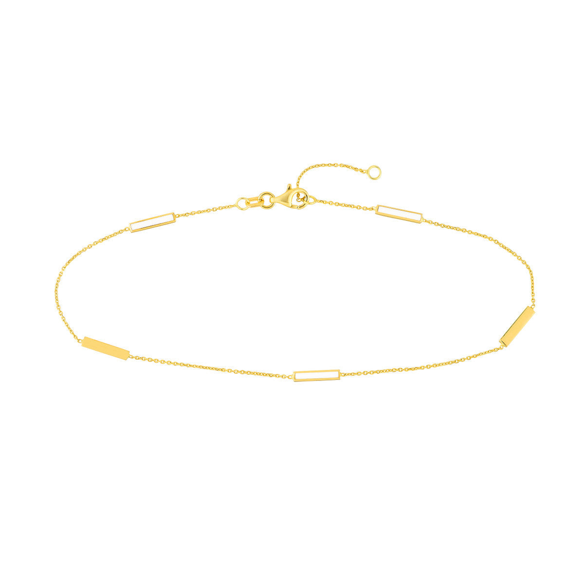 Enamel Alternating Bar Anklet 14K Yellow Gold