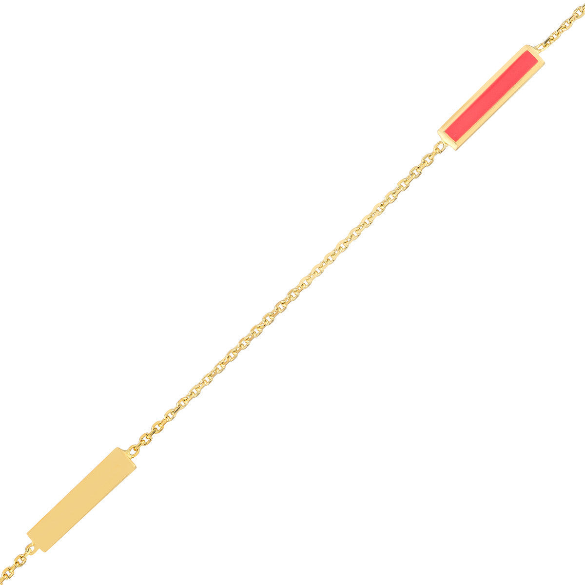 Enamel Alternating Bar Anklet 14K Yellow Gold