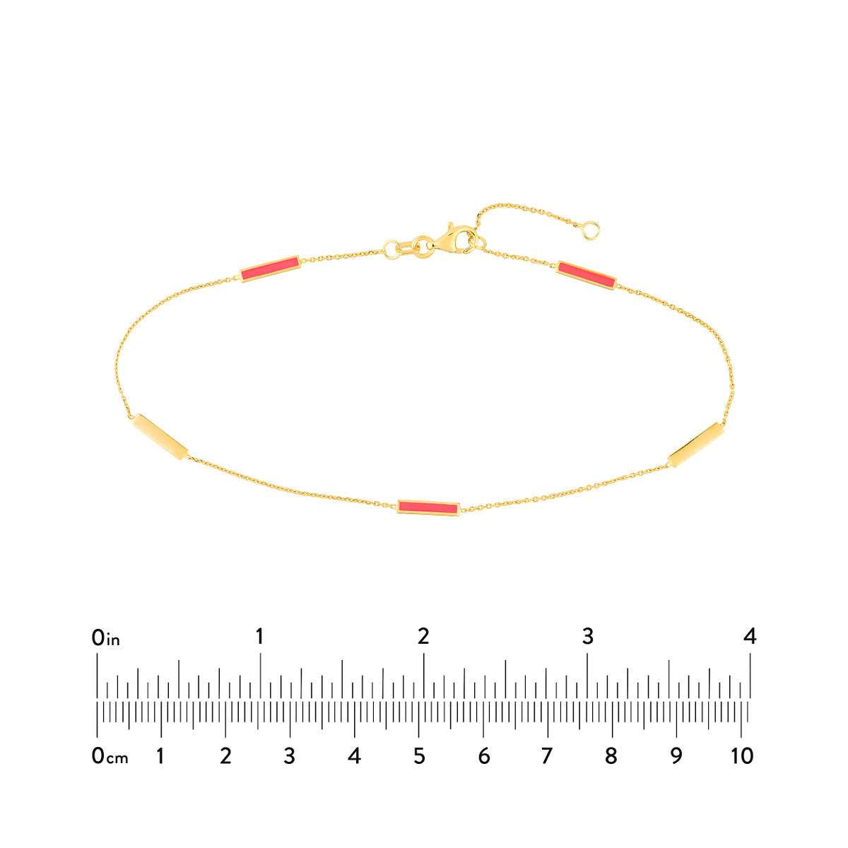 Enamel Alternating Bar Anklet 14K Yellow Gold