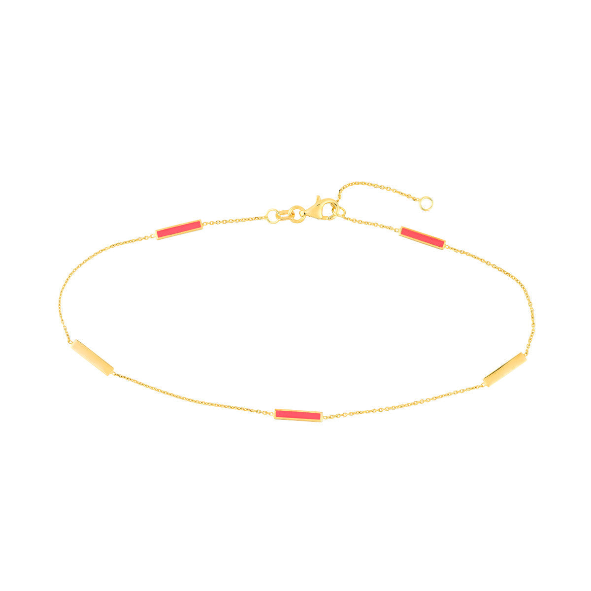 Enamel Alternating Bar Anklet 14K Yellow Gold