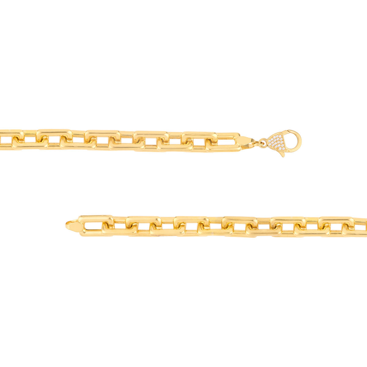 Chunky Paper Clip Bracelet with Diamond Lock 14K Yellow Gold