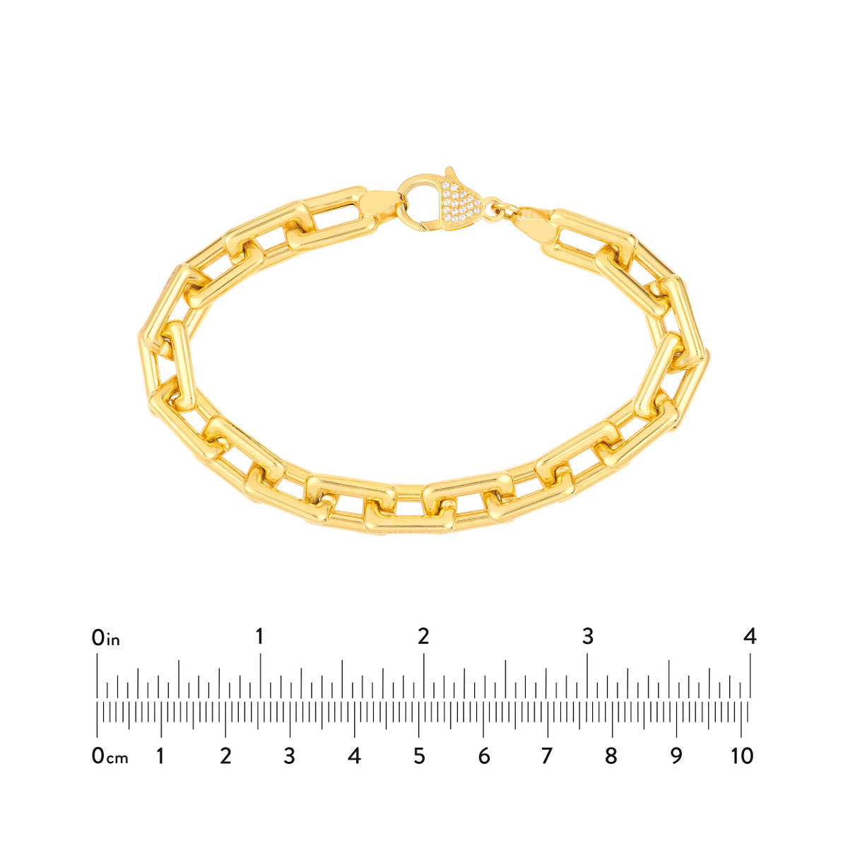Chunky Paper Clip Bracelet with Diamond Lock 14K Yellow Gold