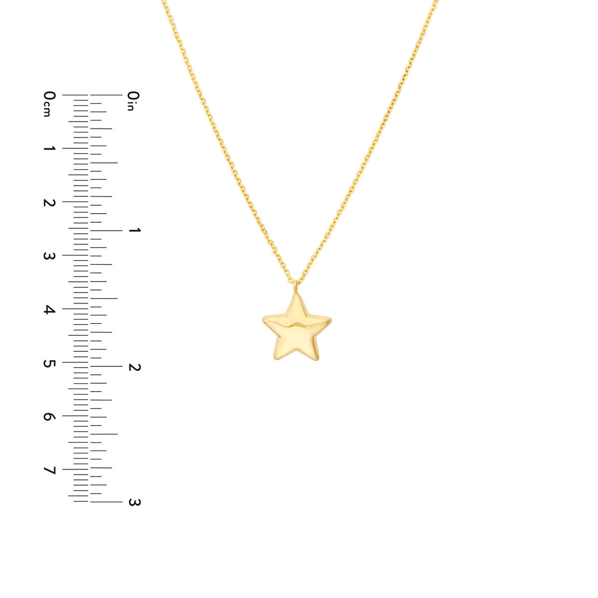 Puff Star Necklace with Lobster 14K Yellow Gold