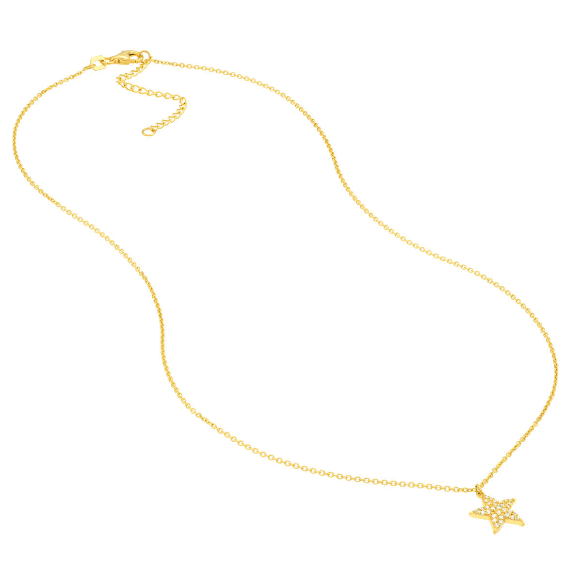 Pave Diamond Starfish Necklace 14K Yellow Gold
