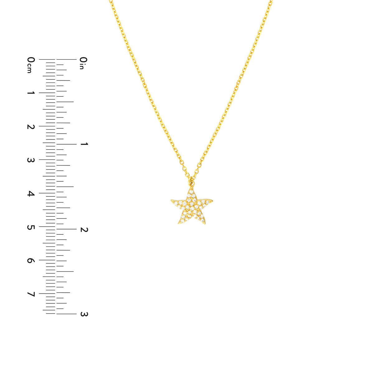 Pave Diamond Starfish Necklace 14K Yellow Gold