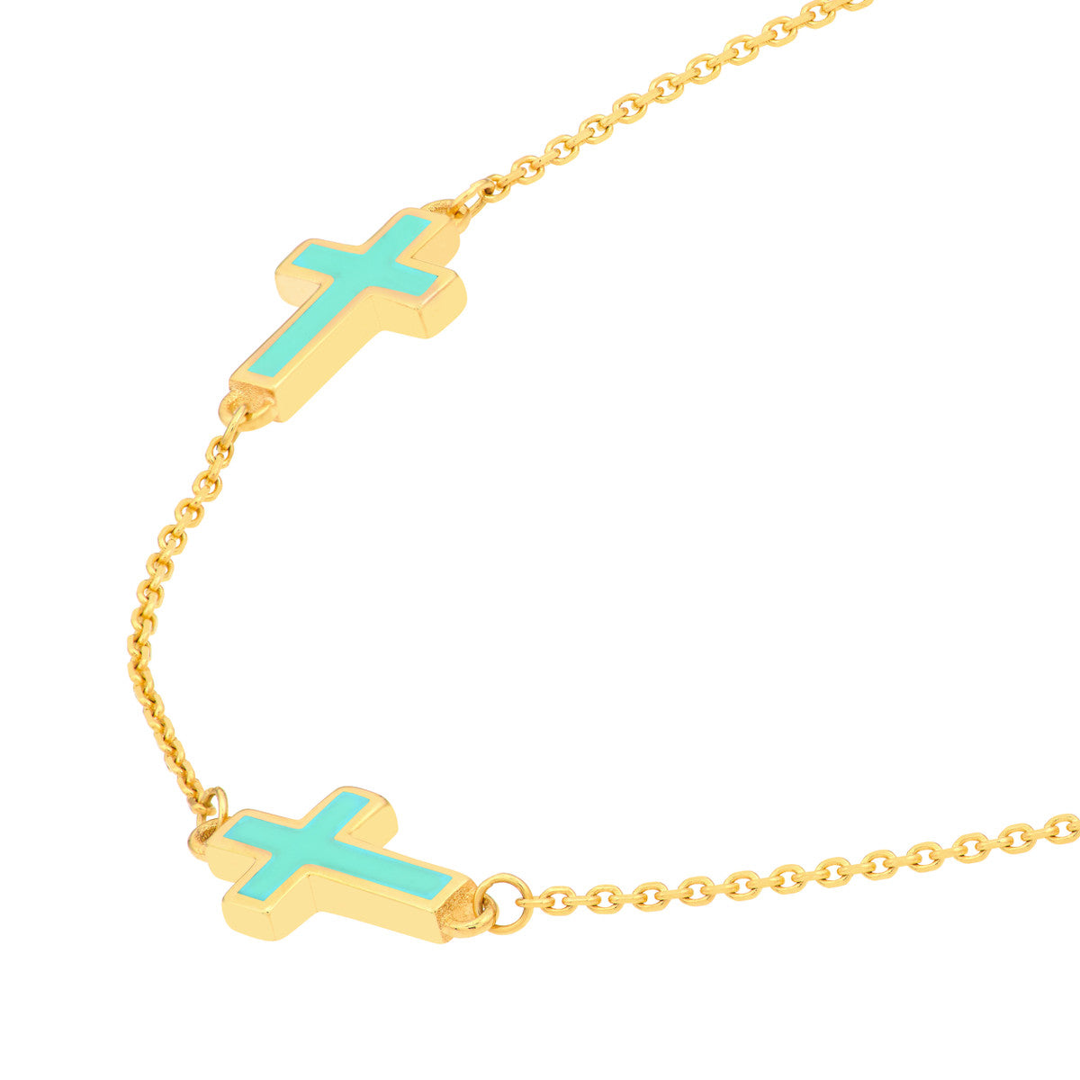 Enamel Crosses Station Bracelet 14K Yellow Gold