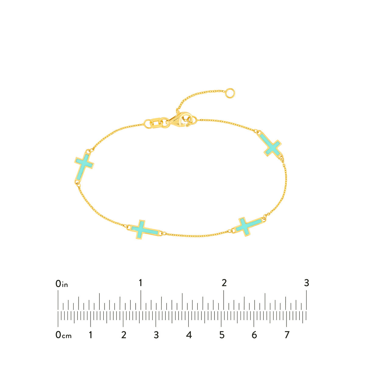 Enamel Crosses Station Bracelet 14K Yellow Gold