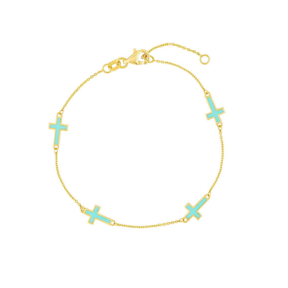Enamel Crosses Station Bracelet 14K Yellow Gold