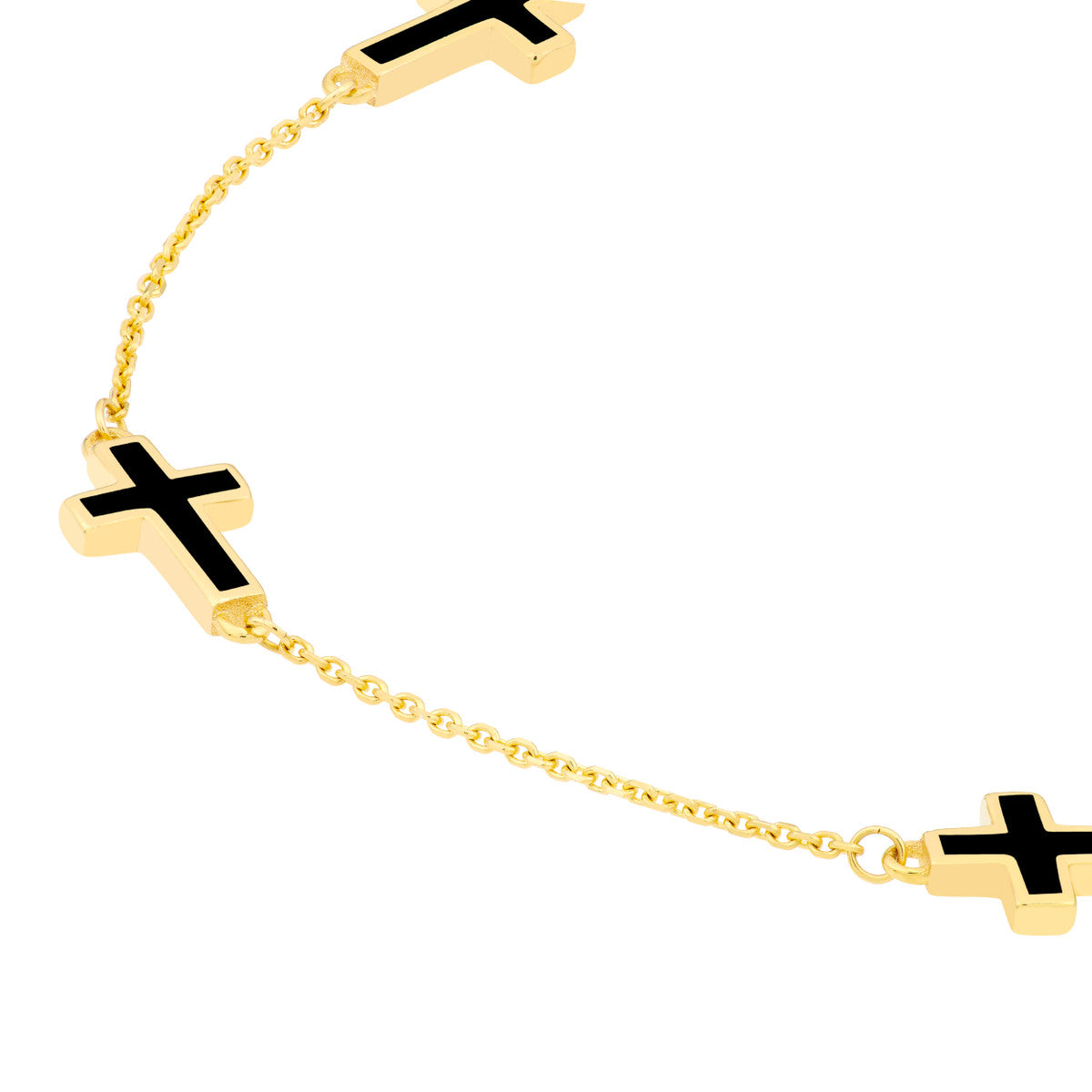 Enamel Crosses Station Bracelet 14K Yellow Gold