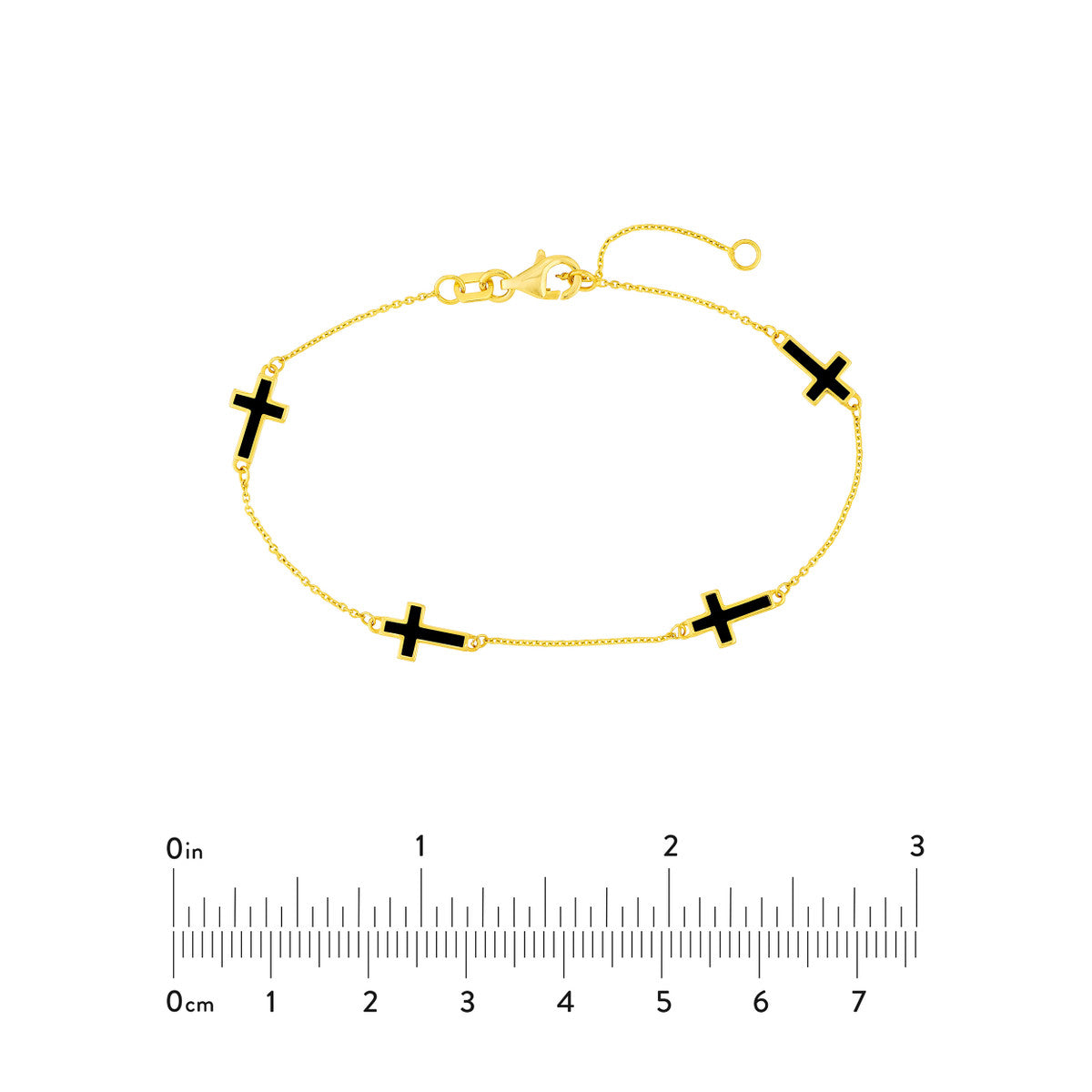 Enamel Crosses Station Bracelet 14K Yellow Gold