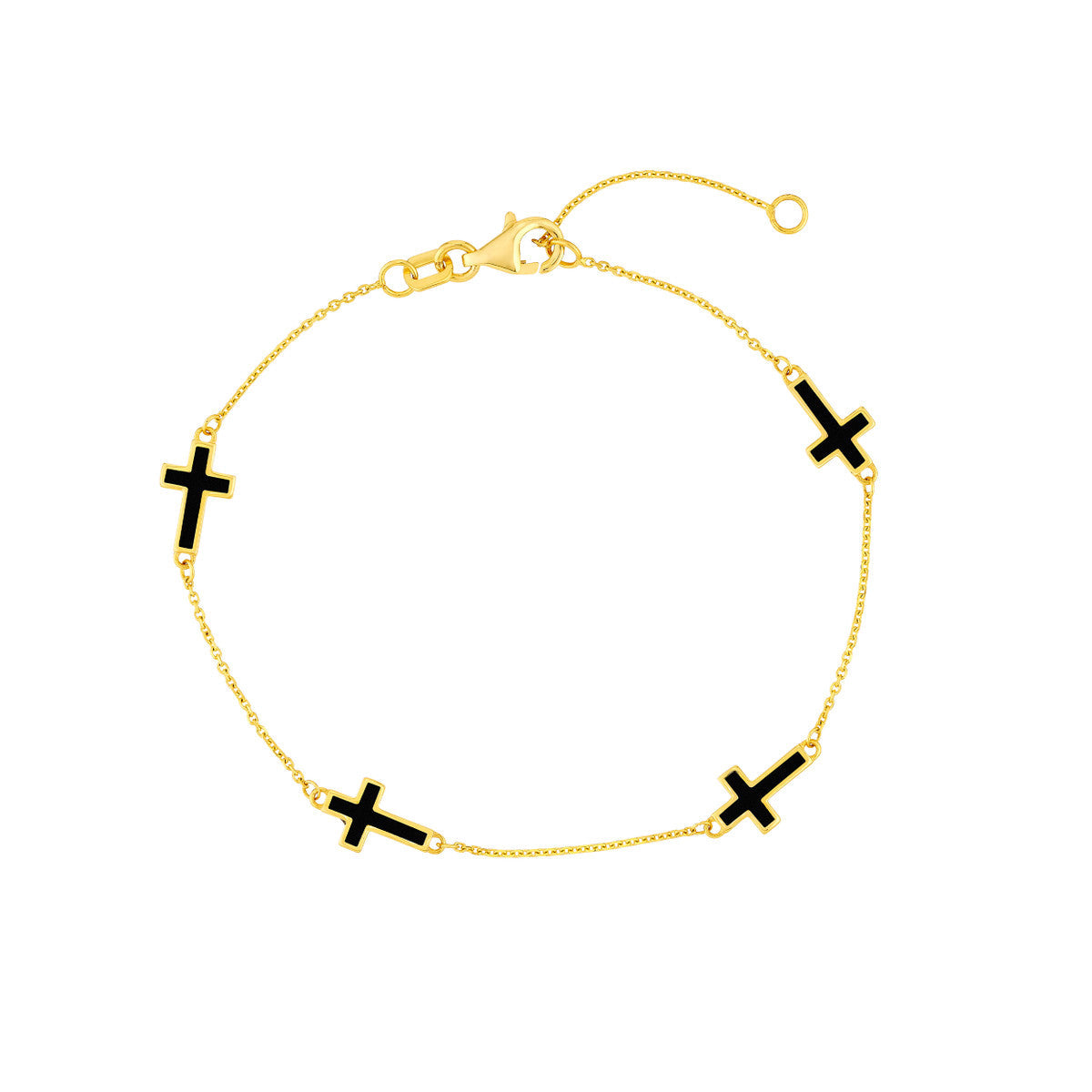 Enamel Crosses Station Bracelet 14K Yellow Gold