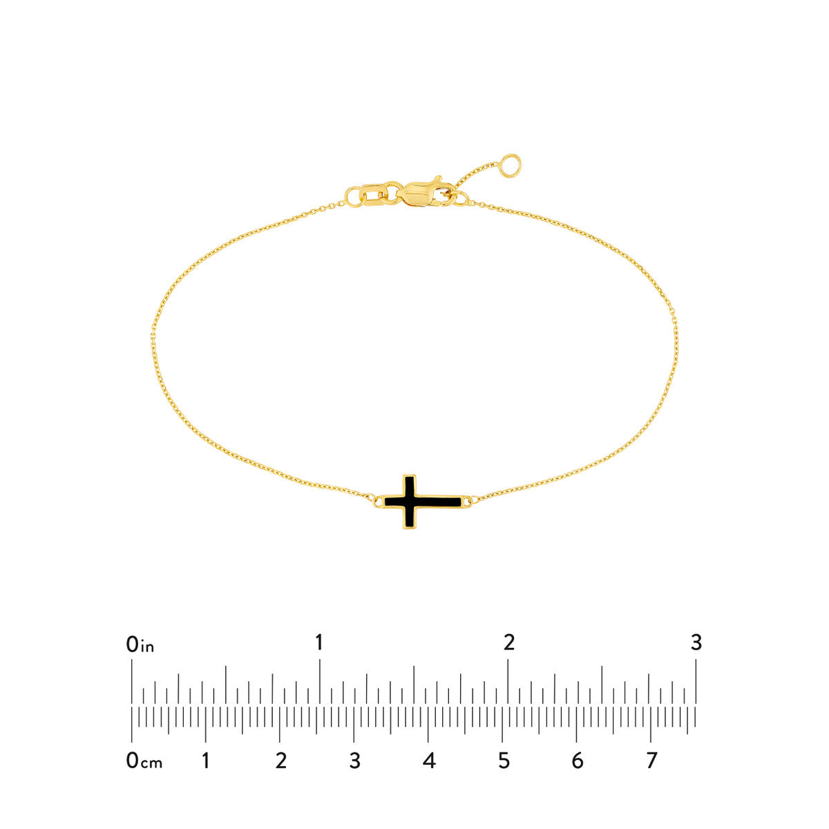 Enamel Sideways Cross Bracelet 14K Yellow Gold