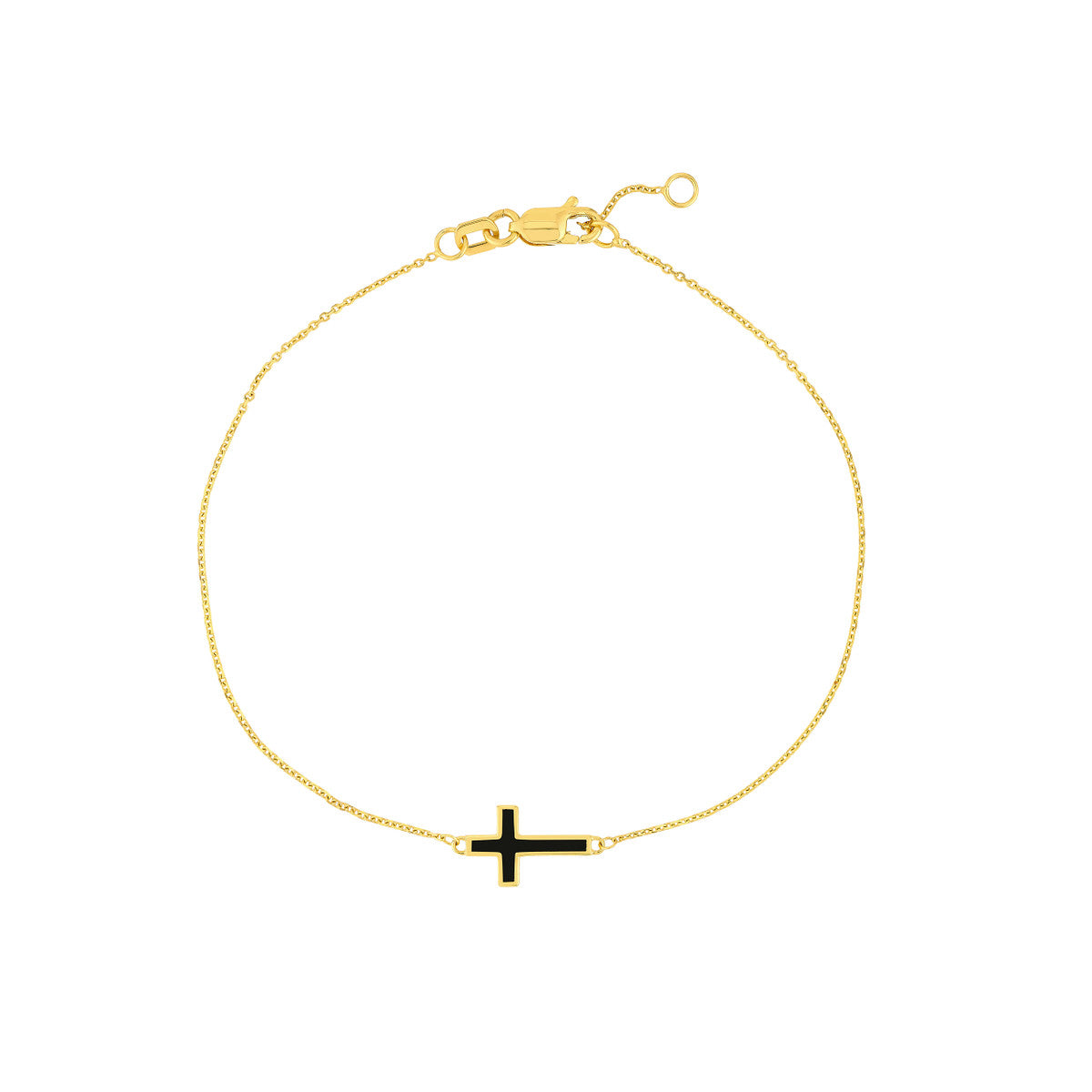 Enamel Sideways Cross Bracelet 14K Yellow Gold