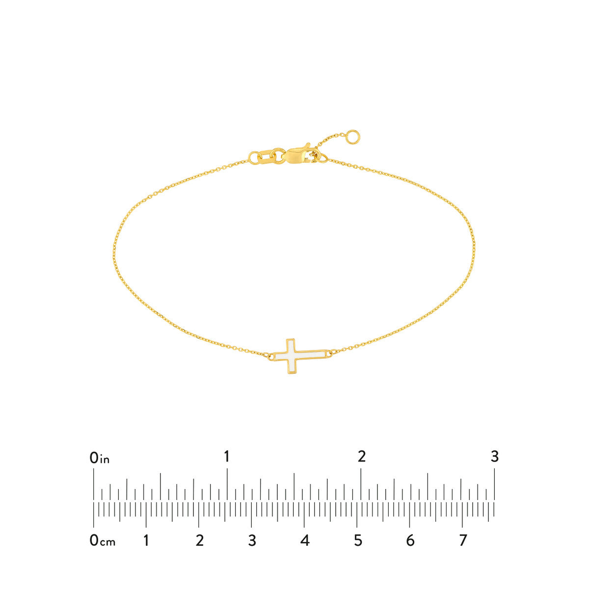 Enamel Sideways Cross Bracelet 14K Yellow Gold
