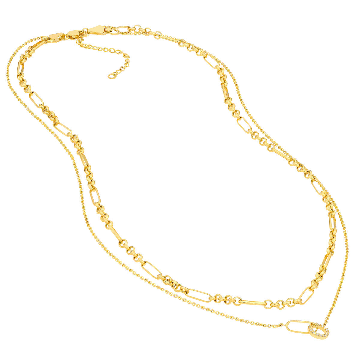 Diamond Circle Duet Layered Necklace 14K Yellow Gold