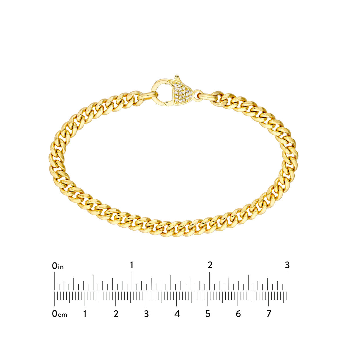 Pave Diamond Pear Lock Curb Chain Bracelet 14K Yellow Gold