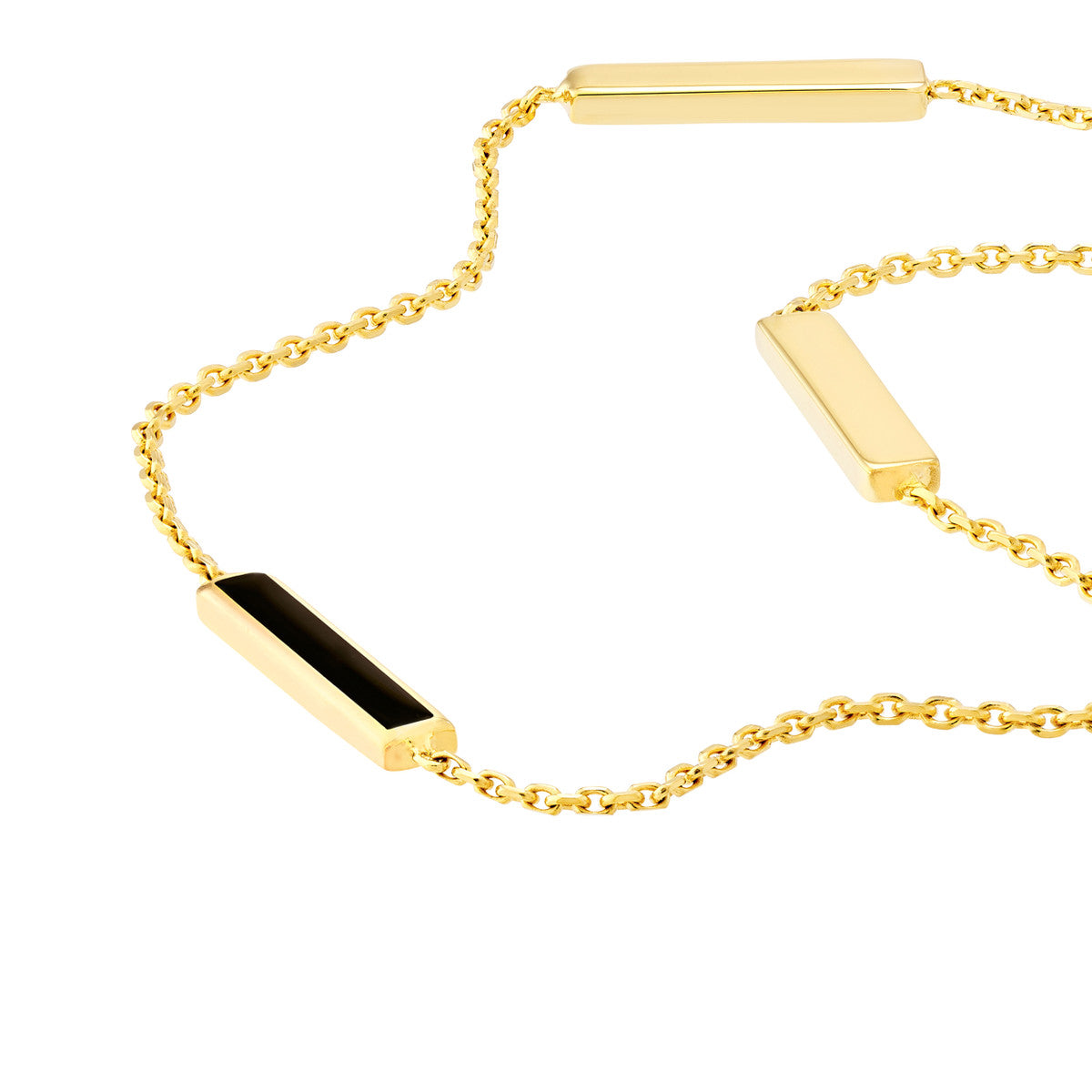 Enamel Alternating Bar Anklet 14K Yellow Gold