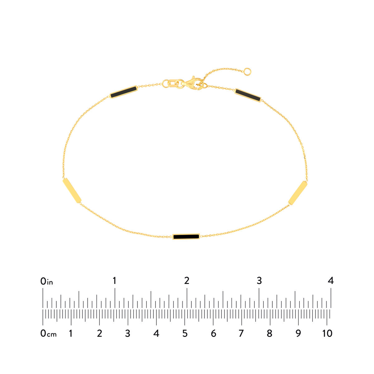 Enamel Alternating Bar Anklet 14K Yellow Gold