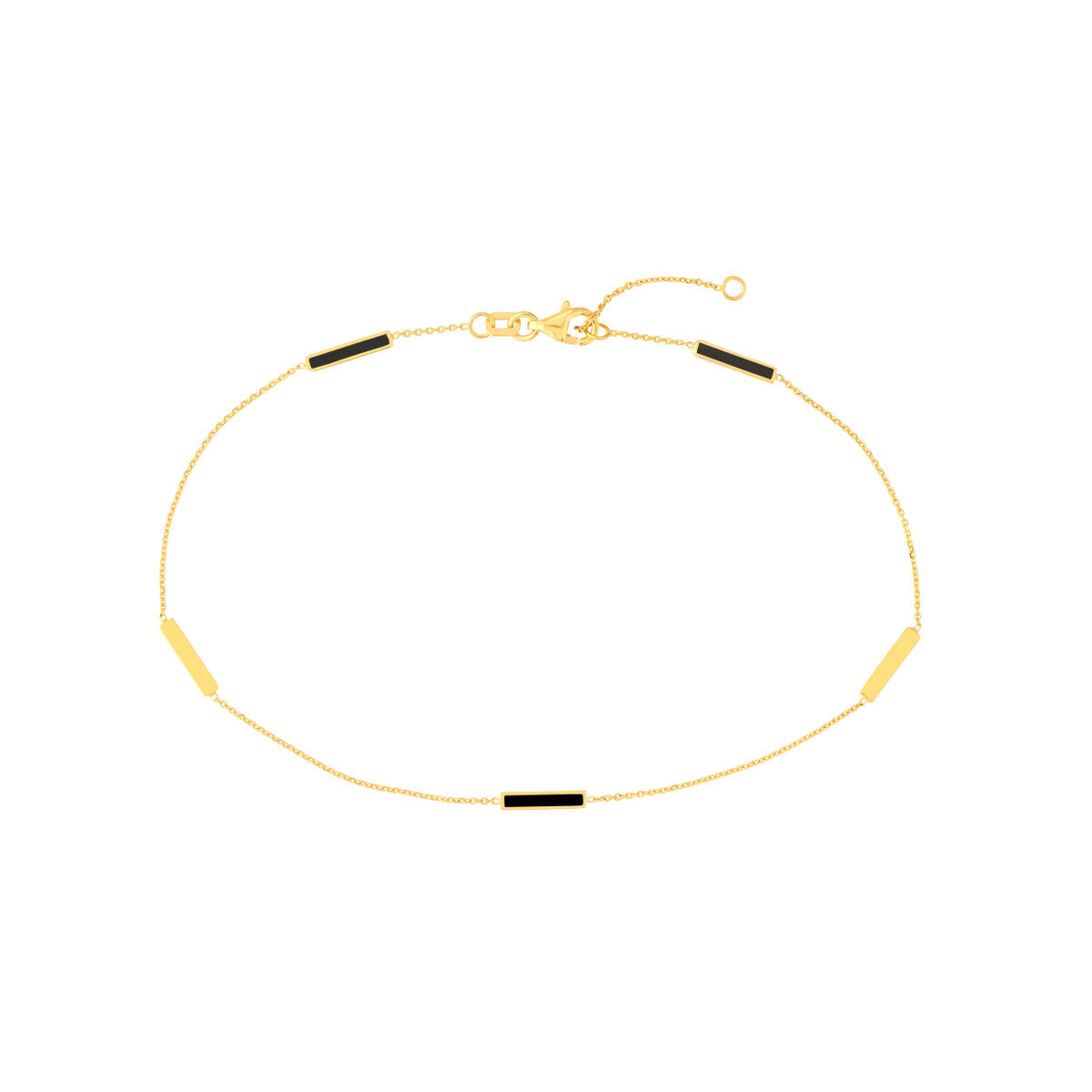 Enamel Alternating Bar Anklet 14K Yellow Gold